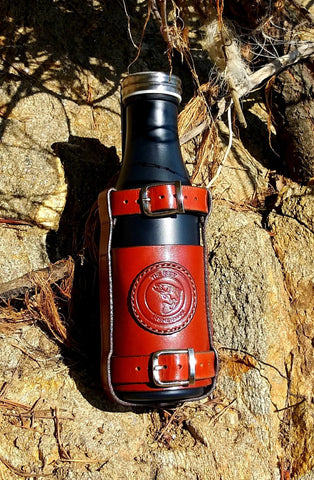 Leather Bottle Belt Holster - "The Best Fisherman V2"