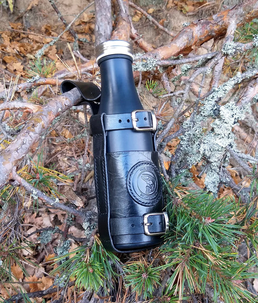 Leather Bottle Belt Holster - "The Best Fisherman V4"