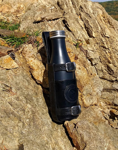 Leather Bottle Belt Holster - "The Best Fisherman V4"