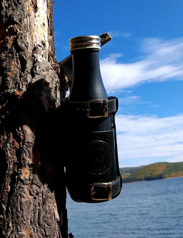 Leather Bottle Belt Holster - "The Best Fisherman V4"