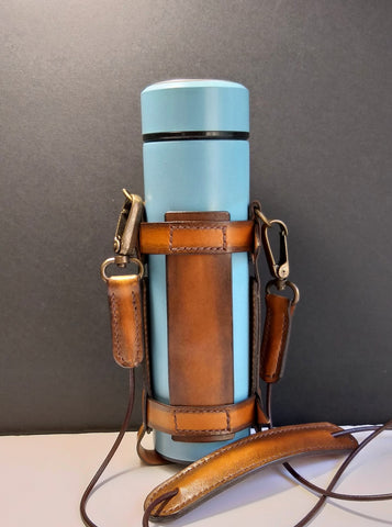Leather Bottle Holder with Crossbody Strap (FBHCS002)
