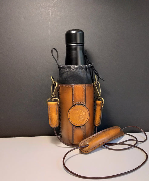 Leather Bottle Holder with Crossbody Strap (TBHCS012)