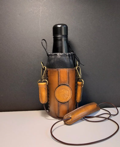Leather Bottle Holder with Crossbody Strap (TBHCS012)