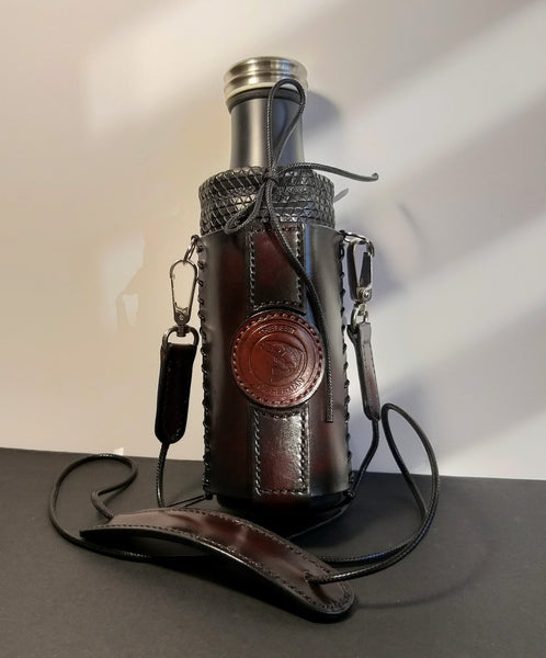 Leather Bottle Holder with Crossbody Strap (BHCS003)