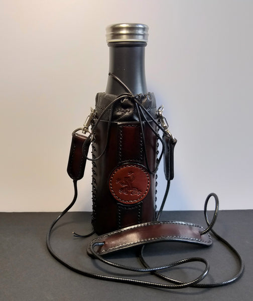 Leather Bottle Holder with Crossbody Strap (TBHCS005)