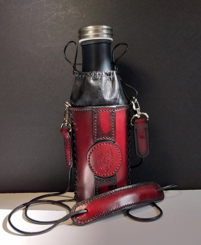 Leather Bottle Holder with Crossbody Strap (TBHCS008)