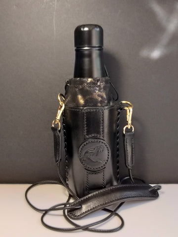 Leather Bottle Holder with Crossbody Strap (TBHCS011)