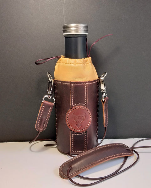 Leather Bottle Holder with Crossbody Strap (TBHCS007)