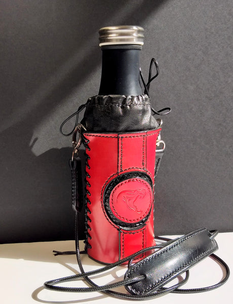 Leather Bottle Holder with Crossbody Strap (TBHCS009)