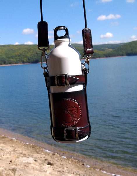 Leather Bottle Holder with Crossbody Strap (BHCS001)