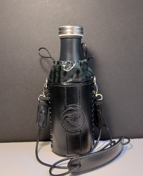Leather Bottle Holder with Crossbody Strap (TBHCS003)