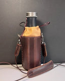 Leather Bottle Holder with Crossbody Strap (TBHCS007)