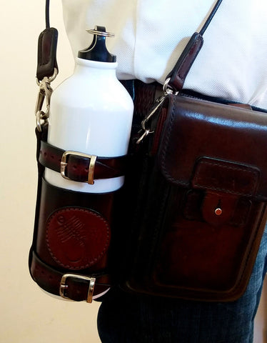 Leather Bottle Holder with Crossbody Strap (BHCS001)