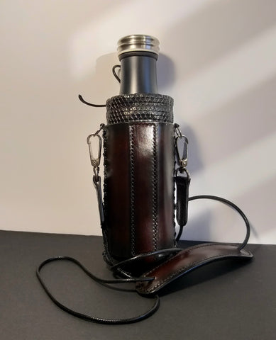 Leather Bottle Holder with Crossbody Strap (BHCS003)