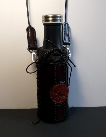 Leather Bottle Holder with Crossbody Strap (TBHCS005)