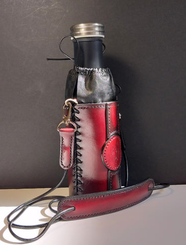 Leather Bottle Holder with Crossbody Strap (TBHCS008)