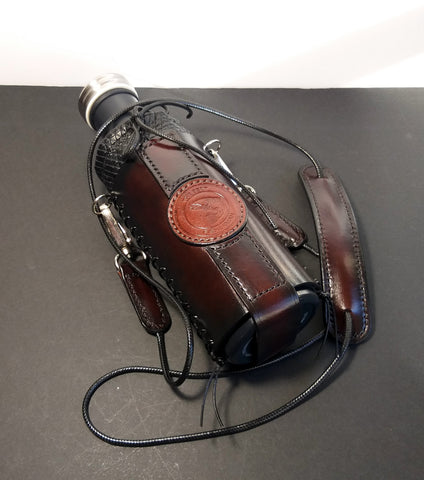 Leather Bottle Holder with Crossbody Strap (BHCS003)