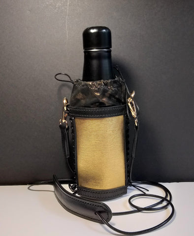 Leather Bottle Holder with Crossbody Strap (TBHCS004)