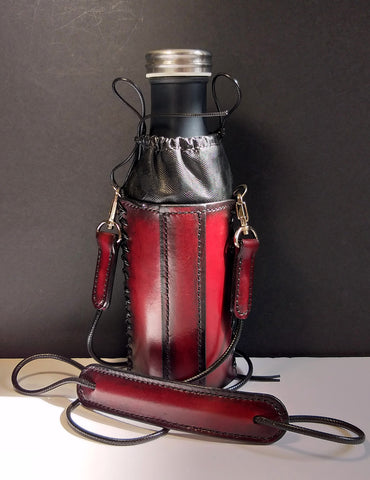 Leather Bottle Holder with Crossbody Strap (TBHCS008)