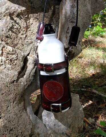 Leather Bottle Holder with Crossbody Strap (BHCS001)