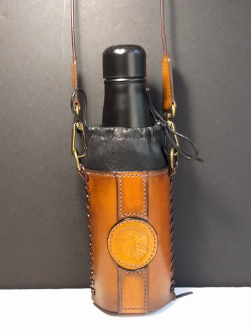 Leather Bottle Holder with Crossbody Strap (TBHCS012)
