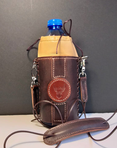 Leather Bottle Holder with Crossbody Strap (TBHCS007)