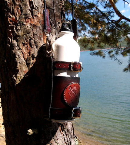 Leather Bottle Holder with Crossbody Strap (BHCS001)