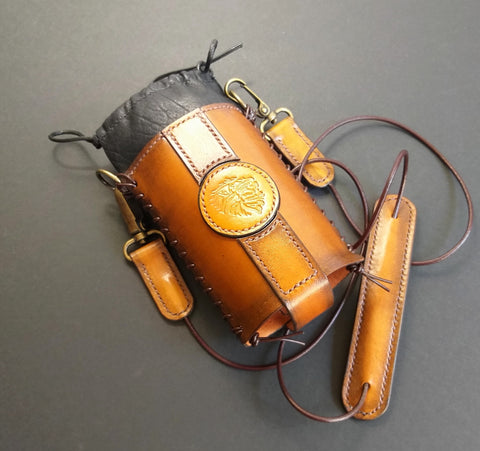 Leather Bottle Holder with Crossbody Strap (TBHCS012)